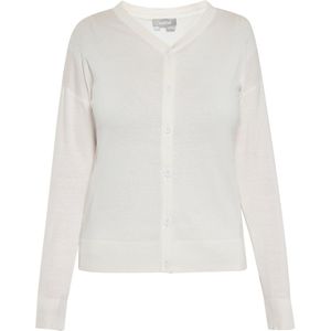 Usha - Gebreid Vest - Wolwit - V-hals - Lange Mouw