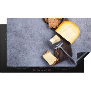 Kookplaataccessoires - Inductie beschermer - 90x52 cm - Inductie Afdekplaat - Anti Slip Mat - Kaas - Brood - Hollands - Stilleven - Inductiebeschermer - Voor kookplaat - Werkbladbeschermer - Keuken decoratie - Accessoires