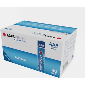 AgfaPhoto Piles Alcalines PLUS Micro AAA LR03 (1.5V, Lot de 40) - Longue Durée de Vie - Idéales pour Télécommandes, Jouets, Appareils Photo et Plus - Usage Domestique ou Professionnel.