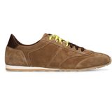 Manfield - Heren - Beige suède sneakers met dubbele veters - Maat 40