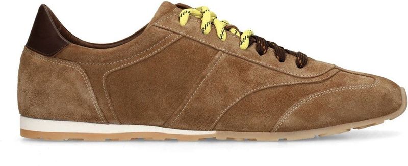 Manfield - Heren - Beige suède sneakers met dubbele veters - Maat 40