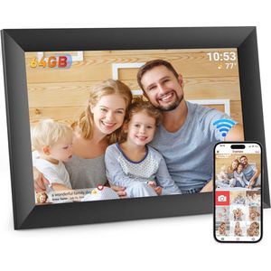 Digitale Fotolijst 10,1 Inch met WiFi en 64 GB, 1280 x 800 IPS LCD, Automatisch Roteren en Audio, Eenvoudig Foto's en Video's Delen