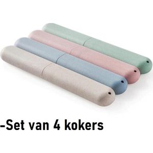 Tandenborstelhouder - SET van 4 kleuren - Hygiënische Koker - Reiskokers - Camping Houder - Tandenborstelkokers - Tandenborstelkoker - Vakantie