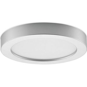 PRIOS - LED plafondlamp - 1licht - polycarbonaat, aluminium - H: 3.5 cm - zilver, wit - Inclusief lichtbron