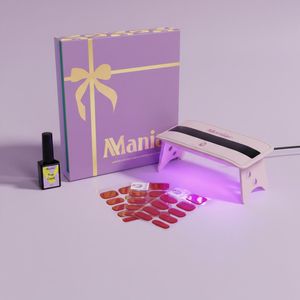 Maniac Nails Cadeau Starterset – DIY Gellak Stickers voor Thuis ��– Inclusief LED-lamp, Top Coat & Rode Nagels – Perfect Kado voor Vrouwen – Luxe Cadeauverpakking – 39,50