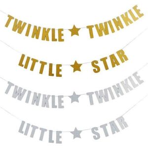 Zilveren letterslinger Twinkle Twinkle Little Star - slinger - banner - twinkle - babyshower -zilver