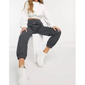 Dames warme waffle joggingbroek - lange baggy sweatpants met zakken en hoge taille voor winter