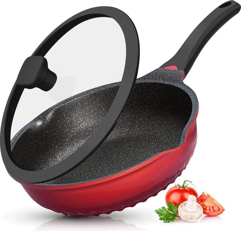 Multifunctionele 3 in 1 Wokpan met Deksel + Wok + Hapjespan 28 cm -Rood