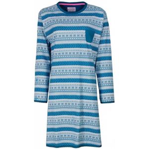 Irresistible Dames Nachthemd - Lange mouwen - Petrol Blauw - Maat S