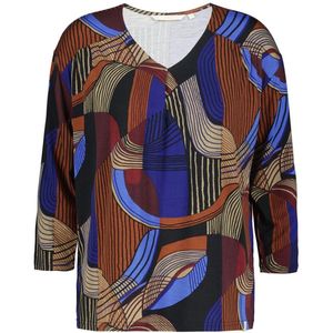 DIDI - Loose Tee Free Line Art Print - Blauw - Lange Mouwen