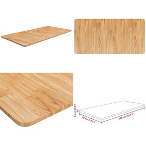 vidaXL Wastafelblad 100x50x1,5cm behandeld massief hout lichtbruin - Tafelblad - Tafelbladen - Wastafelblad - Wastafelbladen