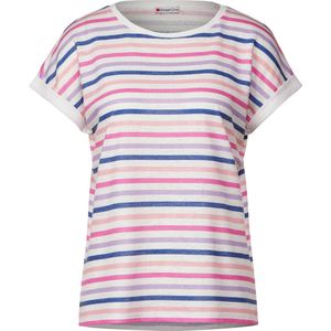 Street One small multicolor stripe Dames T-shirt - off white - Maat 42