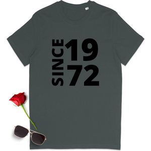 T shirt met tekst: Since 1972 - Grappig tshirt voor mannen en vrouwen die geboren zijn in 1972 - Unisex maten: S t/m 3XL - Shirt kleuren: wit en anthracite.