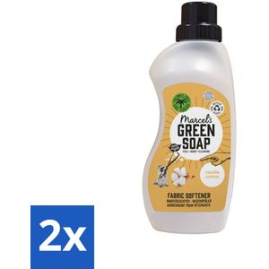2 x Marcel's Green Soap - Wasverzachter - Katoen & Vanille - Zachte frisheid - 30 Wasbeurten - 750 ml - Wasverzachter - Biologisch Afbreekbaar - Vegan - Katoen - Vanille