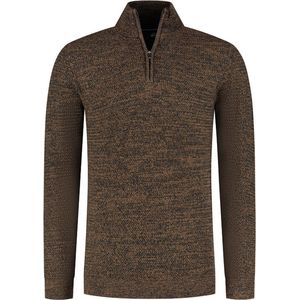 Boston Brothers heren trui - schipperstrui korte rits - 5222 - groen gemeleerd - gebreid - maat M