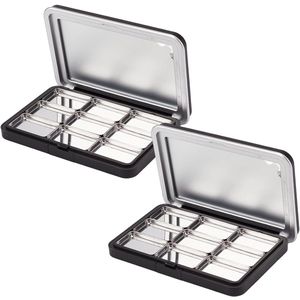 2 stuks leeg oogschaduwpalet - 9-grid blushpalet - lege blikken doos voor oogschaduw - opbergdoos voor oogschaduwpaletten - geschikt voor doe-het-zelf, reizen en make-up - geschikt voor poederblush - zilver, zwart