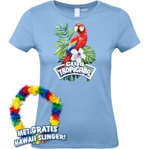 Dames t-shirt Papegaai Tropical | Toppers in Concert 2024 | Club Tropicana | Hawaii Shirt | Ibiza Kleding | Lichtblauw Dames | maat XXL