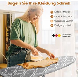 Strijkplankhoes 150 x 50 cm - 100% Katoen, 3 Laags voor Stoomstrijkijzer - Voor Strijkplanken 145-150 cm x 45-50 cm