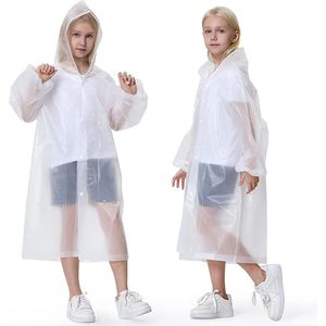 Vitdipy - 2 Stuks - Kinder Regenjas - EVA Capuchon Poncho - Lichtgewicht - Waterdicht - Unisex - Wit - transparant