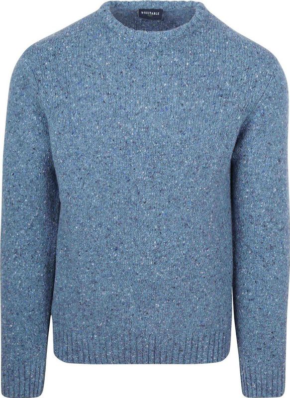 Suitable Trui Donnegal Tweed Eco Wool Blauw - Maat M - Heren - Pullover - Sweater