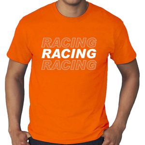 Grote maten Racing supporter / race fan t-shirt oranje voor heren - race fan / race supporter / coureur supporter XXXL