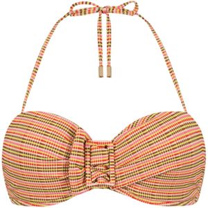 Beachlife Voorgevormde Strapless Bandeau Bikinitop met Textuur Roze/Rood/Bruin