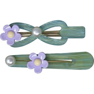 Jessidress® Haarclips Elegante Haar clip setje met parel Dames Haarspeld - Groen