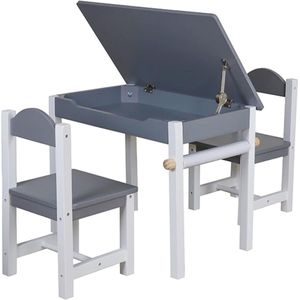 VELTRR® Kinderbureau met Bureaustoel - Kindertafel voor Jongen en Meisje - Tekentafel met Stoeltjes - Verstelbaar - Hout
