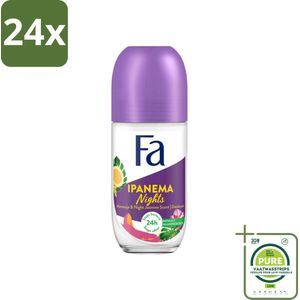 Fa - Deodorant Roller - Ipanema Nights - Maracuja & Night Jasmine - 24 uur Bescherming - 50 ml - Voordeelverpakking - 24 stuks - 24 uur deodorant - Deodorant roller