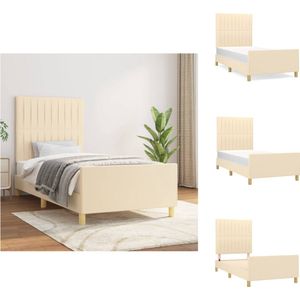 vidaXL Bedframe - crème - 193 x 93 x 118/128 cm - verstelbare hoogte - ondersteunende poten - multiplex lattenbodem - comfortabele ondersteuning - Bed