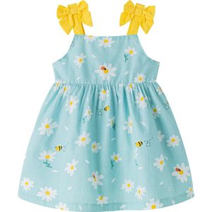 Newness Kids - jurkje met bloemetjes en bijtjes - blauw - maat 86