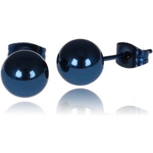 LGT Jewels Stud oorbellen Bol 6mm Blauw