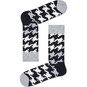 Happy Socks Dogtooth Sokken - Zwart/Wit/Grijs - Maat 36-40