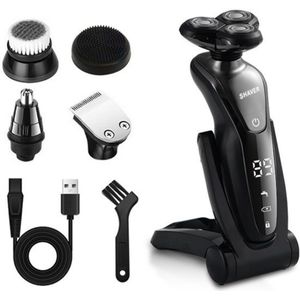 6 in 1 Scheerapparaat Mannen - Gezicht, Hoofd & Baard Trimmer- Elektrische Shaver - Tondeuse - Baardtrimmer & Neustrimmer - Haartrimmer - Trimapparaat - Draadloos Opladen - Smart Display