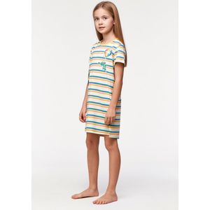 Woody slaapkleed meisjes/dames - multicolor gestreept - toekan - 231-1-TSL-S/908 - maat 176