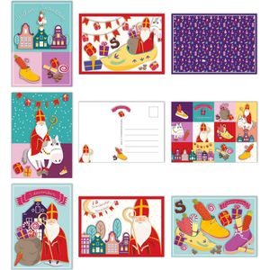 Set van 8 verschillende Sinterklaaskaarten - S27 - Wenskaarten zonder enveloppen - Leuke Post