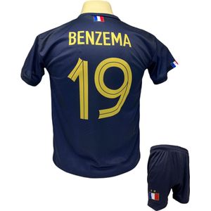 Karim Benzema - Frankrijk Thuis Tenue - Voetbalshirt + Broek Set - 2021-2022 EK/WK voetbaltenue - Maat 104