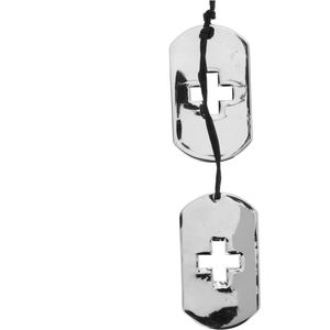 Behave Lange ketting kruis met hangers zilver kleur