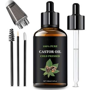 PureOil® - Castor Olie - 100ml - 100% Koudgeperst - Castor Oil - Incl. Ebook, Scalp Massager, Kammen - Castorolie Pack - Jamaican Black Castor Oil - Haarverzorging - Serum