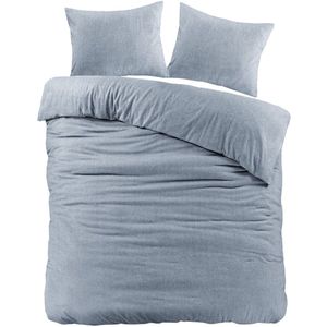 Premium flanel winter dekbedovertrek uni navy - 200x200/220 (tweepersoons) - zeer zacht en heerlijk warm - luxe uitstraling - donsachtig laagje - excellente kwaliteit
