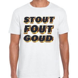 Bellatio Decorations Verkleed T-shirt heren - STOUT - wit - themafeest fout/goud/stout L