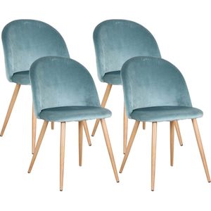 Brivia - Eetkamer stoel - Set van 4 - Moderne look - Kuipstoel - Stoel - Zitplek - Complete set - Fluweel - Groen - 80x48x43cm