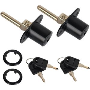 2 x Zuigerslot met sleutel voor kasten, laden, archieven, bureaus, vitrines en meubels - Ideaal voor archiefkasten - Zwart