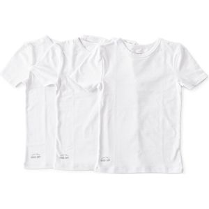 Little Label Ondergoed Jongens - T shirt Jongens Maat 92 - Wit - Zachte BIO Katoen - 3 Stuks - basic T ondershirt jongens ronde hals - Voordeelset