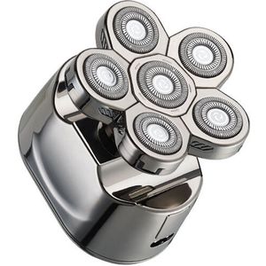 Geschikt voor Elektrisch scheerapparaat voor mannen Baardtrimmer: - USB oplaadbare scheermes voor mannen, 6 in 1 waterdichte roterende scheerapparaat Snoerloze scheerset Draagbare natte en droge hoofdscheerapparaat