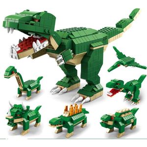 Building blocks - Puzzel - Bouwsteentjes - hobby - Dino 6 in 1 - Dinosaurus - cadeau - geschenk - feest - feestdagen
