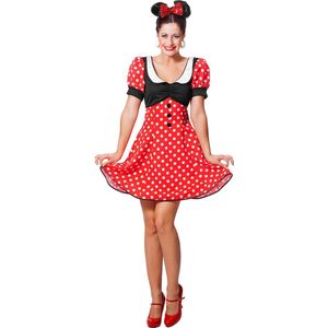 Wilbers & Wilbers - Mickey & Minnie Mouse Kostuum - Minnie De Dottige Muis - Vrouw - Rood - Maat 44 - Carnavalskleding - Verkleedkleding