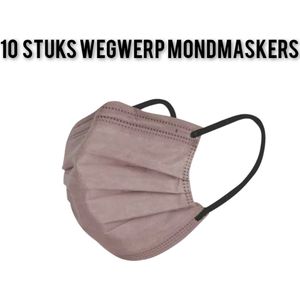 Winter wegwerp mondmaskers pastel - Bruin - per 10 stuks