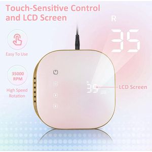 CACCIO®Master Nagelfrees - Elektrische Nagelvijl - Roze - 48W-Vibratievrij-Geluidvrij-Salon Gebruik-35000 RPM-1 Jaar Garantie-Acrylnagels-Gelnagels-Manicure Pedicure HandenVoeten-Nagels-Inclusief 4 bitjes-Nagelboormachine-Tafel manicure/pedicure