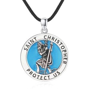 Sterling Zilver Amulet Hanger - Heilige Michael en Heilige Christoffel Halsketting